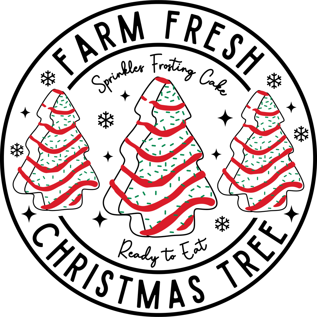 Christmas Tree Cakes Black and White Text PNG