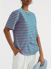 Load image into Gallery viewer, Women&#39;s Short Sleeve Stripe Contrasting Collar
