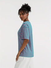 Load image into Gallery viewer, Women&#39;s Short Sleeve Stripe Contrasting Collar
