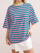 Load image into Gallery viewer, Women&#39;s Short Sleeve Stripe Contrasting Collar
